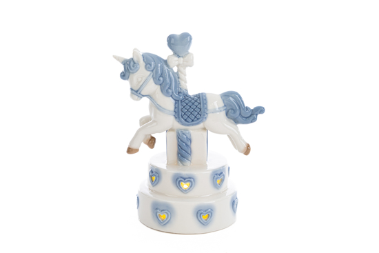Immagine di Unicorno porcellana led celeste LE STELLE BOMBONIERE