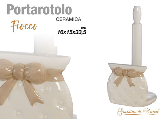 Immagine di PORTA ROTOLO FIOCCO TORTORA CERAMICA GIARDINI DI MARZO