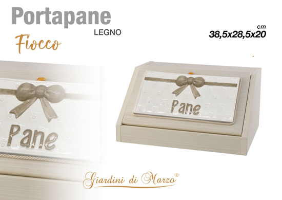 Immagine di PORTA PANE LEGNO BIANCO FIOCCO  GIARDINI DI MARZO