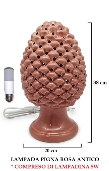 Immagine di LAMPADA PIGNA FORATA CM38 ROSA GIARDINI DI MARZO