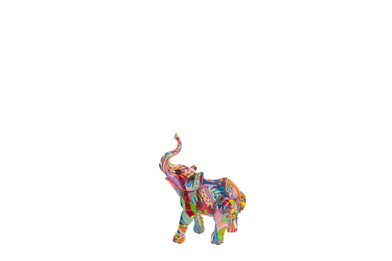 Immagine di ELEFANTE RESINA MULTICOL 14x5,5x18CM C/SHOPPER