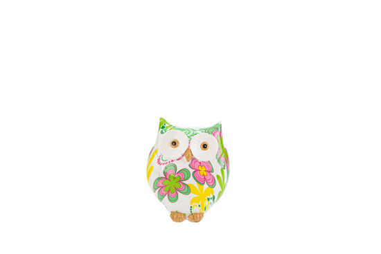 Immagine di GUFO RESINA FLOWERCOLOR 7,5x5x8,5CM C/SHOPPER