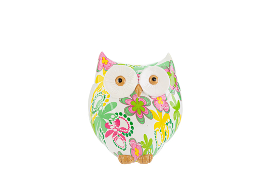 Immagine di GUFO RESINA FLOWERCOLOR 11x7x12,5CM C/SHOPPER
