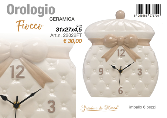 Immagine di OROLOGIO DECORO FIOCCO TORTORA GIARDINI DI MARZO