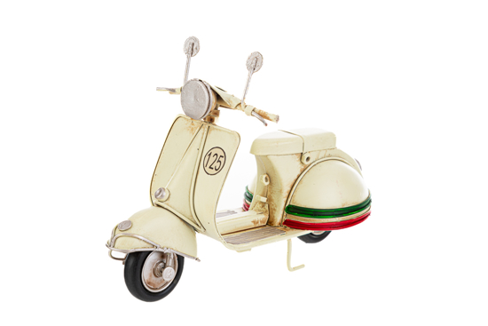 Immagine di MOTO 125 metallo col.bianco 17x7xh.11 cm  stelle bomboniere