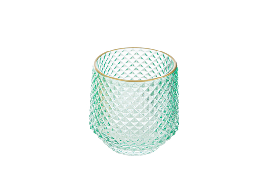 Immagine di porta candele vetro col.verde 9xh.10cm le stelle bomboniere 56246