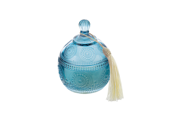 Immagine di CANDELA PROFUMATA BLU 8,5xh.12,5CM C/SHOPPER LE TSELLE BOMBONIERE 56252
