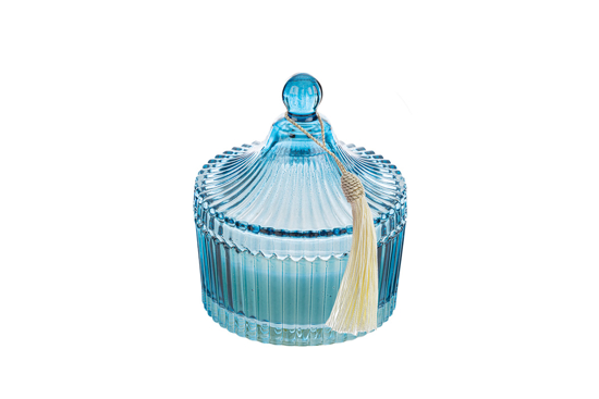 Immagine di CANDELA PROFUMATA  BLU 6,5xh.9CM C/SHOPPER LE STELLE BOMBONIERE 56250