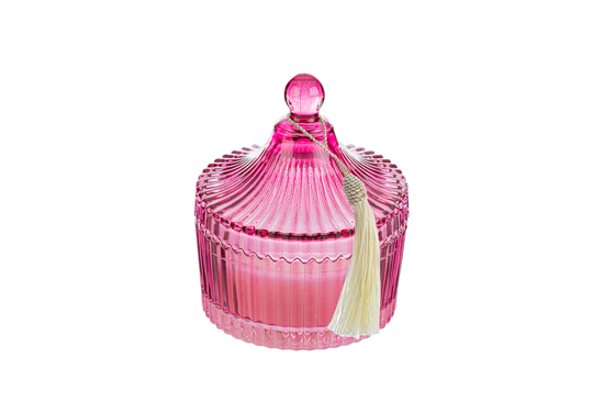 Immagine di CANDELA PROFUMATA FUCSIA 6,5xh.9CM C/SHOPPER LE STELLE BOMBONIERE 56594