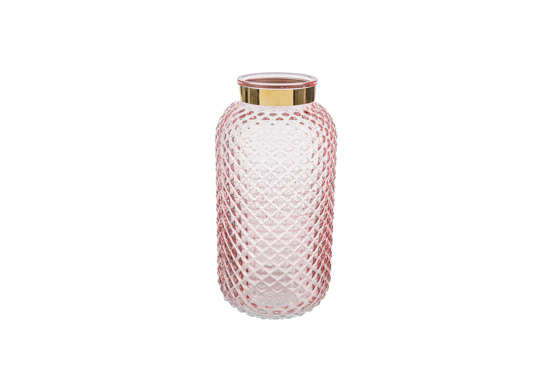 Picture of VASO VETRO COL. ROSA 10xh.20,5CM 56588 LE STELLE BOMBONIERE