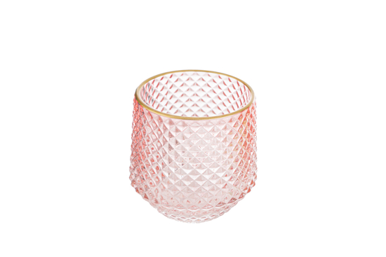 Immagine di PORTA CANDELE VETRO COL ROSA 9xh.10CM 56586 LE STELLE BOMBONIERE