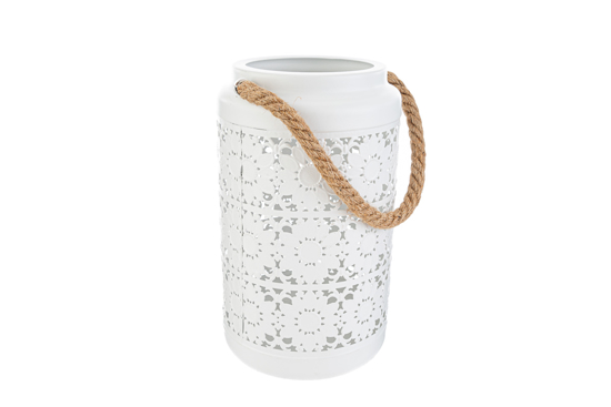 Immagine di portacandele metallo bianco 15x15xh.25cm LE STELLE BOMBONIERE 56479