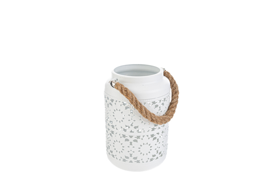 Immagine di portacandele metallo bianco 12x12xh.18cm LE STELLE BOMBONIERE 56478