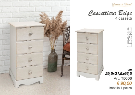 Immagine di SETTIMINO 4 CASSETTI LEGNO BEIGE GIARDINI DI MARZO T5006