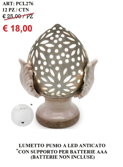 Immagine di LUMETTO PUMO ANTICATO C/LED A  BATTERIE GIARDINI DI MARZO
