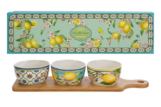 Immagine di SET 3 CIOTOLE PORCELLANA DEC.LIMONI 31,5X10X6CM