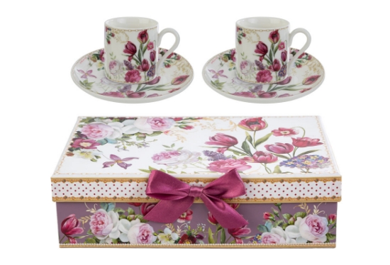 Immagine di SET 2 TAZZINE BOUQUET DI CHARME PORCELLANA C/ASTUCCIO