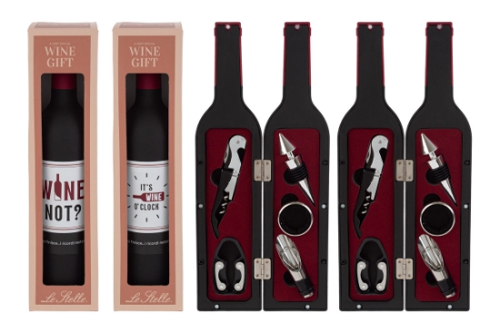 Immagine di ACCESSORI 5PZ VINO IN BOTTIGLIA WINE TIME 7X32CM