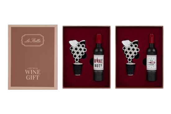 Immagine di SET 2 PZ ACCESSORI VINO WINE TIME C/ASTUCCIO 2ASS.