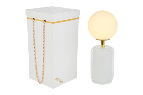 Immagine di LAMPADA VETRO BIANCA d.10xh.25CM C/BOX-ROSE 189005