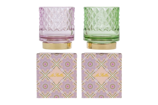 Immagine di PORTACANDELA COLORATO 2ASS.7x7xh.8CM C/COLOR/BOX