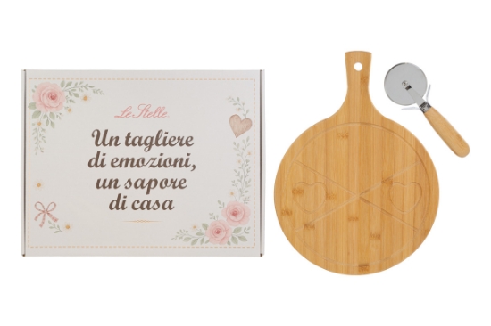 Immagine di SET 2 PZ TAGLIERE LEGNO TAGLIAPIZZA 40x30x1CM C/COLOR