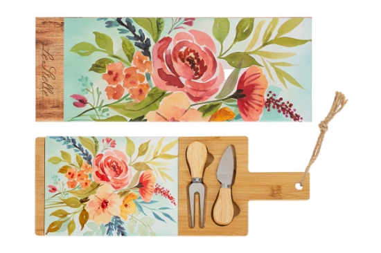 Immagine di SET 3 PZ TAGLIERE POSATE FORMAGGIO 15x41CM C/COLOR/BOX