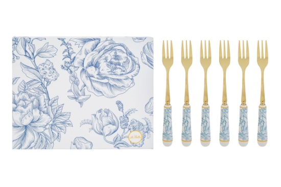 Immagine di SET 6 PZ FORCHETTINE DEC.CELESTE 15CM C/ASTUCCIO