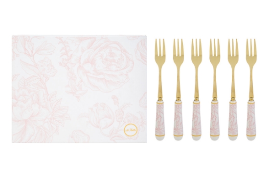 Immagine di SET 6 PZ FORCHETTINE DEC.ROSA 15CM C/ASTUCCIO