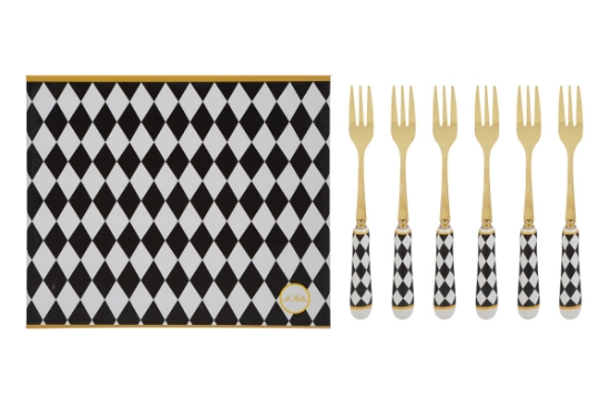 Immagine di SET 6 PZ FORCHETTINE DEC.SCACCHI 15CM C/ASTUCCIO