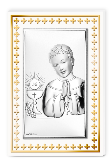 Immagine di Pannello Comunione Bimbo Con foglia Oro 9x13,5 81508/3L