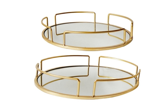 Immagine di SET 2 PZ VASSOI METALLO E ORO 10336 LE STELLE BOMBONIERE