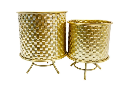 Immagine di SET 2 PZ PORTAPIANTE METALLO ORO 10321 LE STELLE BOMBONIERE