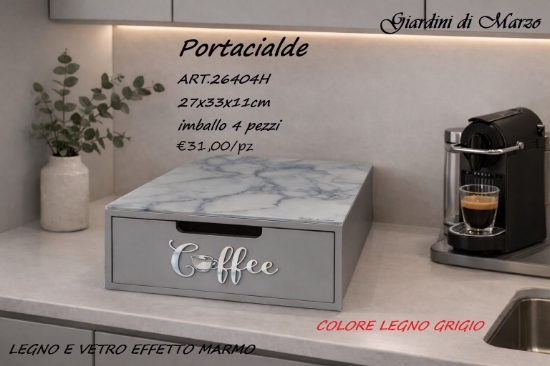 Immagine di PORTACIALDE GRIGIO EFFETTO MARMO LIGHT SILVER 26404H GIARDINI DI MARZO