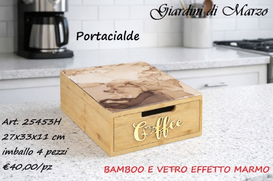 Immagine di PORTACIALDE BAMBOO EFFETTO MARMO TORTORA 25453H