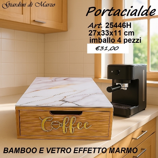 Immagine di PORTACIALDE BAMBOO EFFETTO MARMO GOLD 25446H GIARDINI DI MARZO