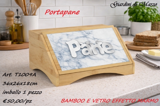 Immagine di PORTAPANE BAMBOO EFFETTO MARMO ARGENTO LIGHT T1009A GIARDINI DI MARZO